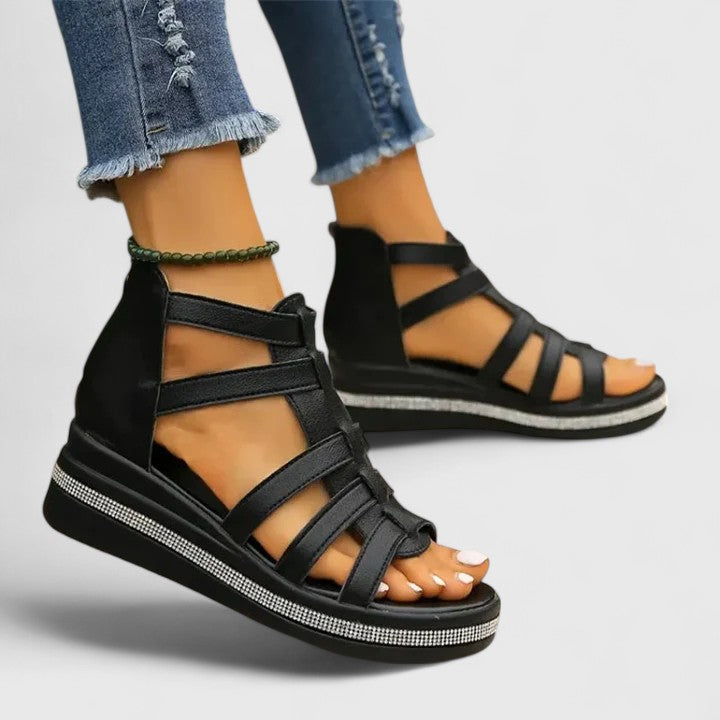 Kendra | Women's Orthopedic Wedge Sandals with Rhinestones 2
