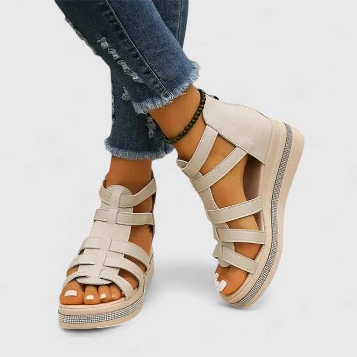 Kendra | Women's Orthopedic Wedge Sandals with Rhinestones 6