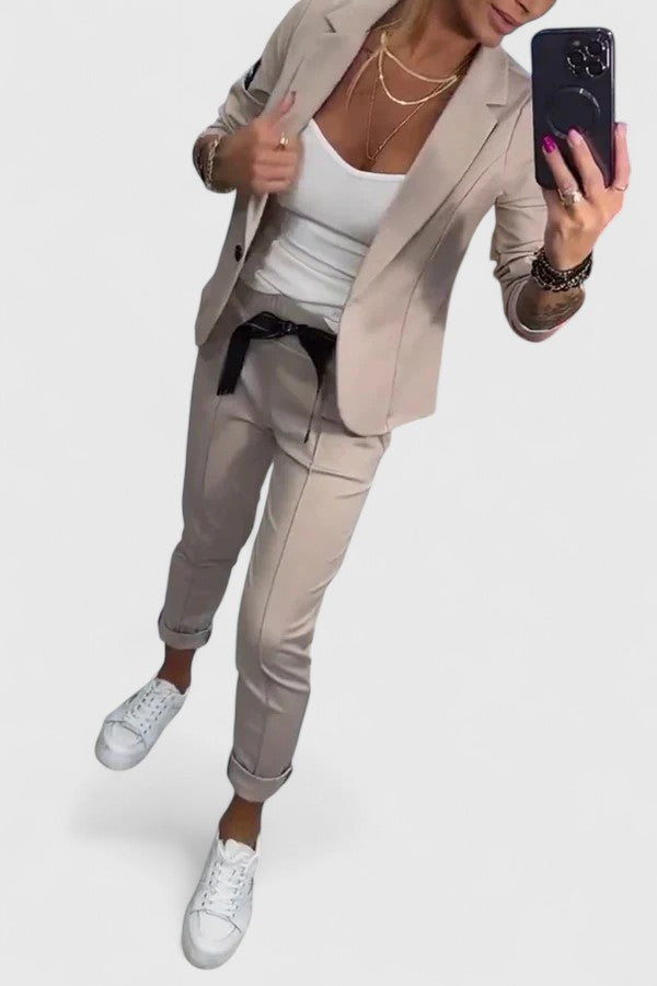 Kira | Women's Two Piece Set Elegant Blazer Joggers 0