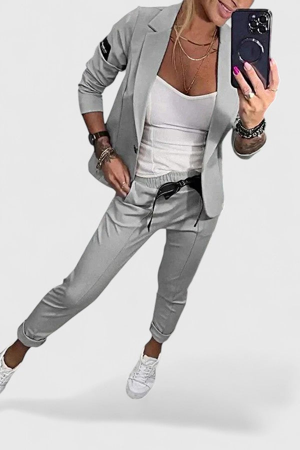 Kira | Women's Two Piece Set Elegant Blazer Joggers 9