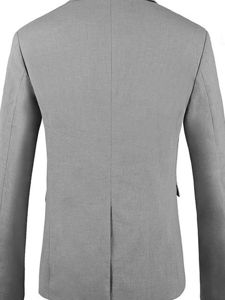 Men's Linen Blazer Jacket Notch Collar Casual Outerwear
