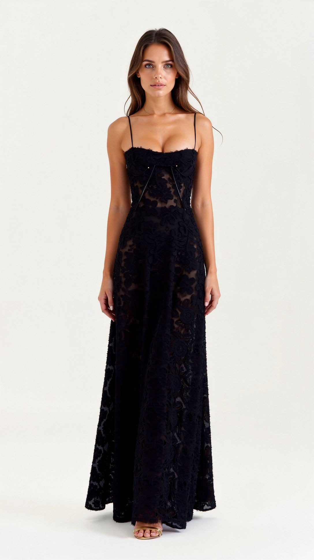 Lila | Women's Bustier Maxi Dress with Lace Detail 0
