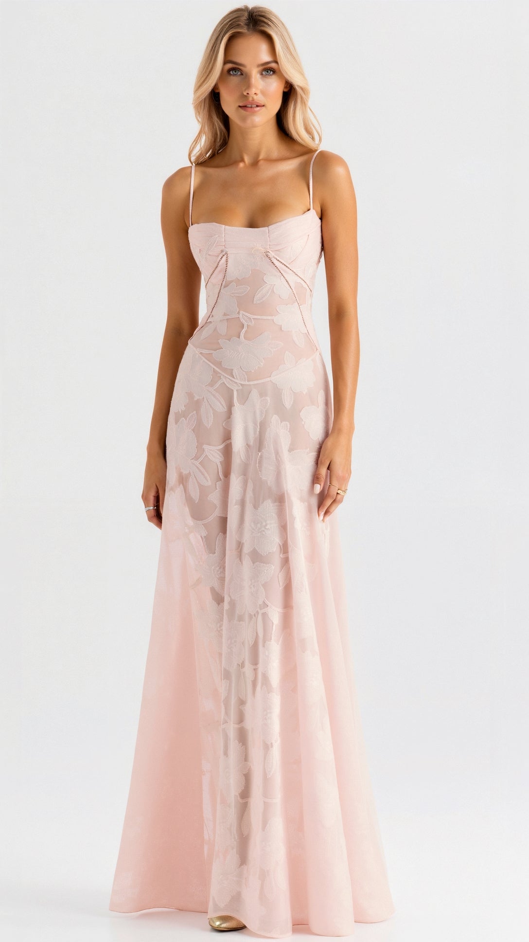 Lila | Women's Bustier Maxi Dress with Lace Detail 1