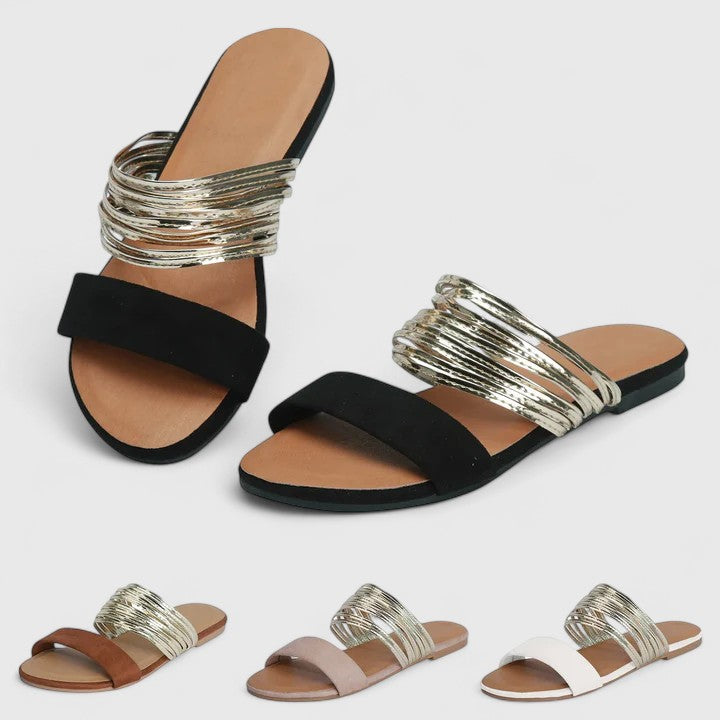 Lila | Women's Elegant Slip-On Sandals with Gold Accents 2