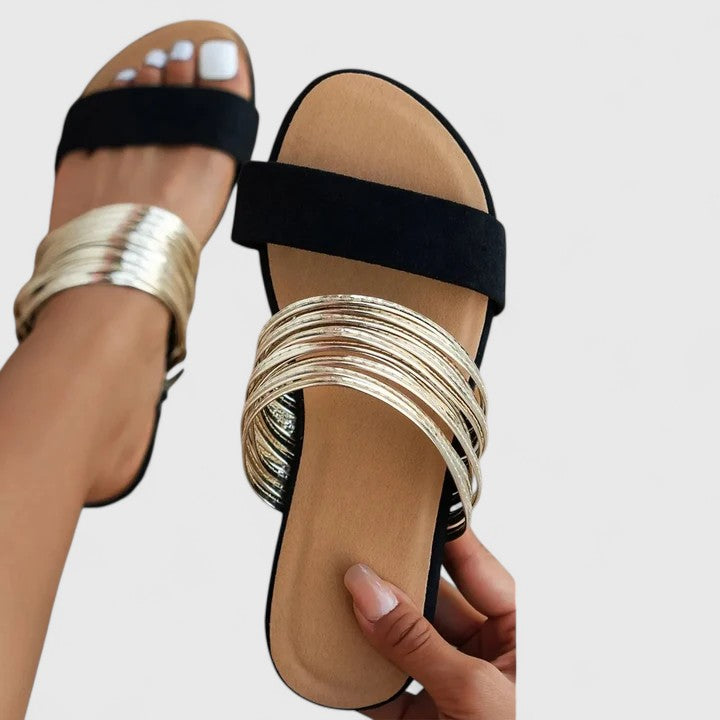 Lila | Women's Elegant Slip-On Sandals with Gold Accents 5