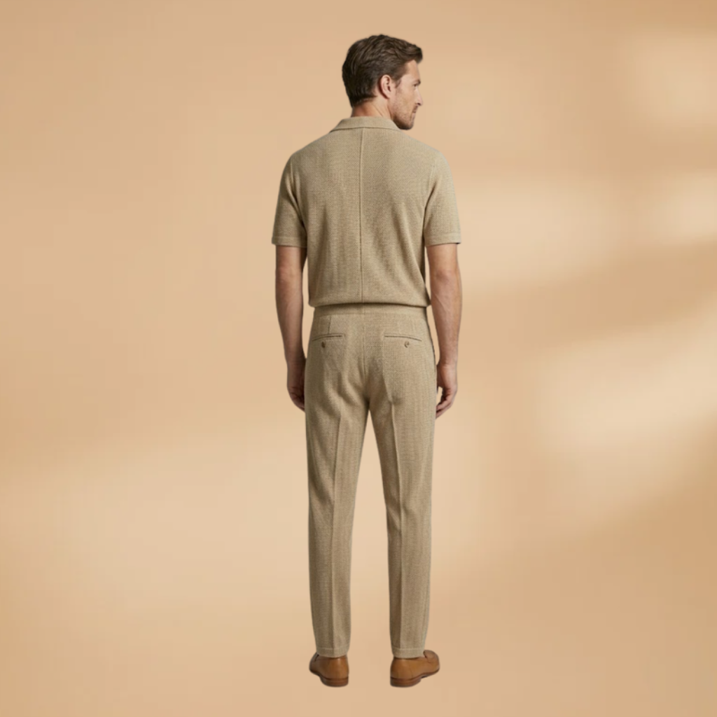 Men's Summer Set Short-Sleeved Shirt Elastic Trousers Casual Outfit