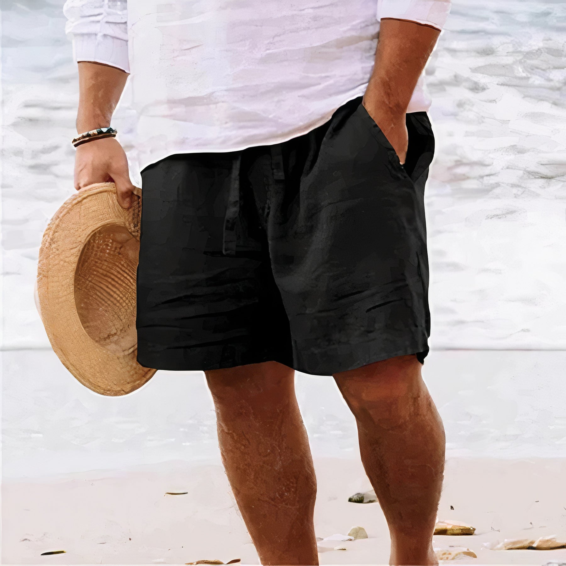Men's Casual Shorts Linen Breathable Fabric Versatile Design for Summer Wear 2