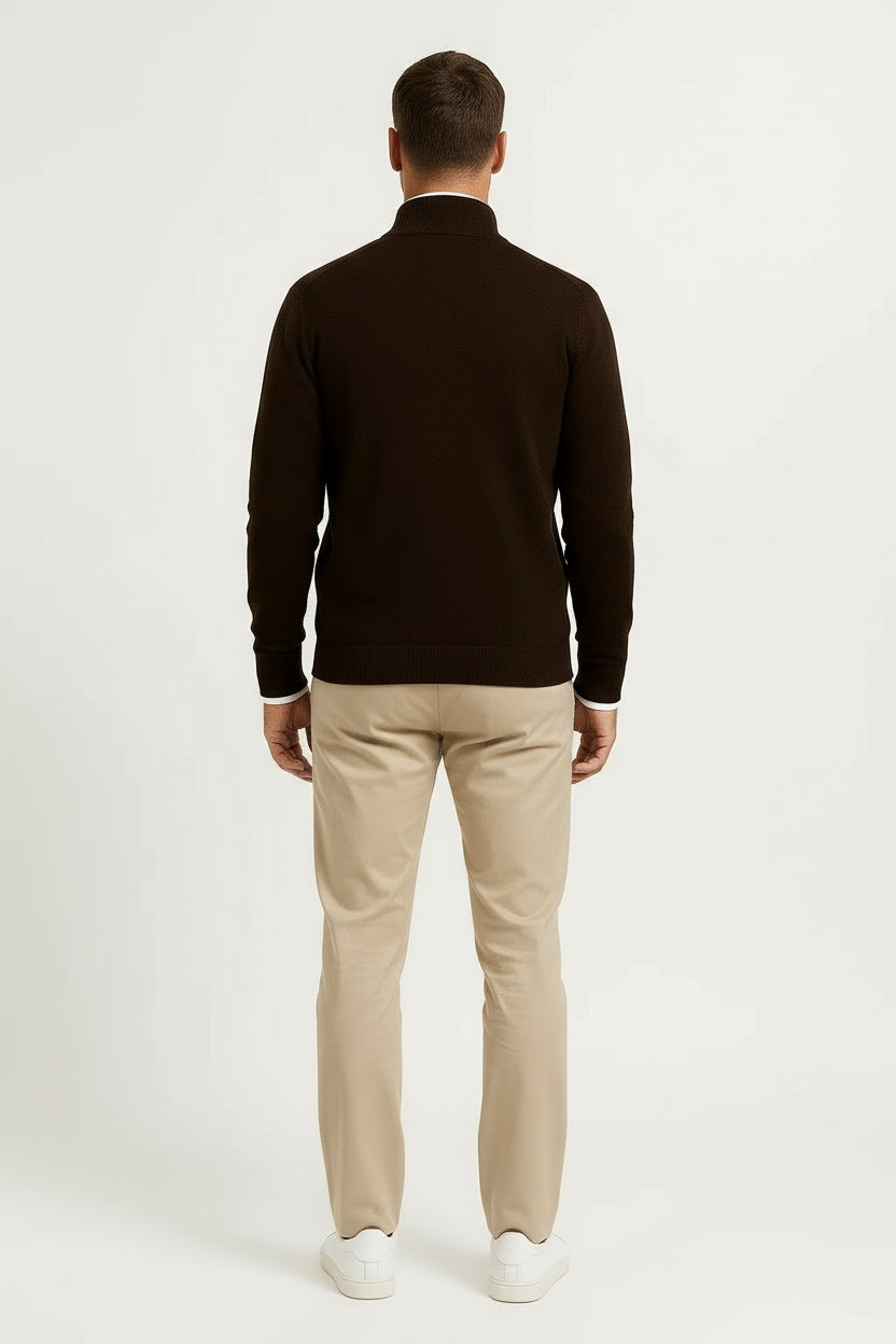 Men's Half Zip Sweater Wool Loose Fit Autumn Winter 3