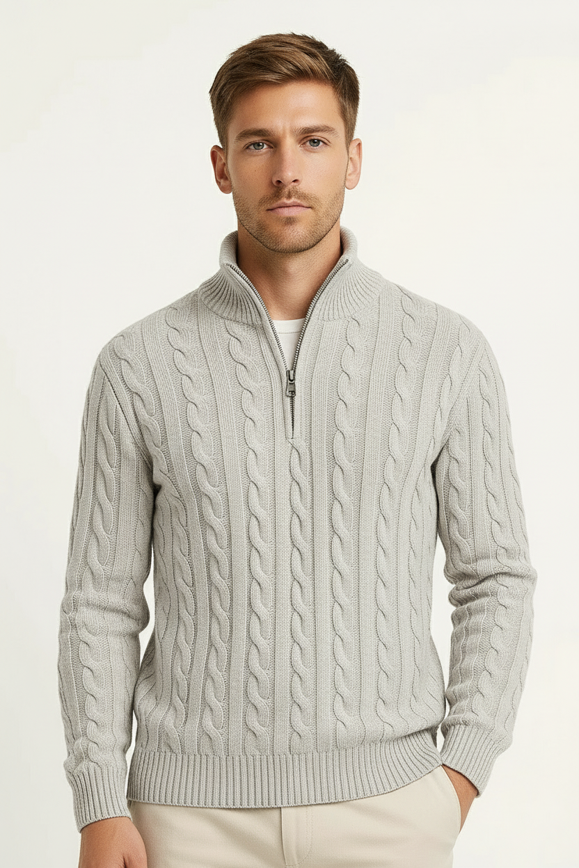 Men's Quarter Zip Sweater Dense Knit Warmth Heavyweight 1