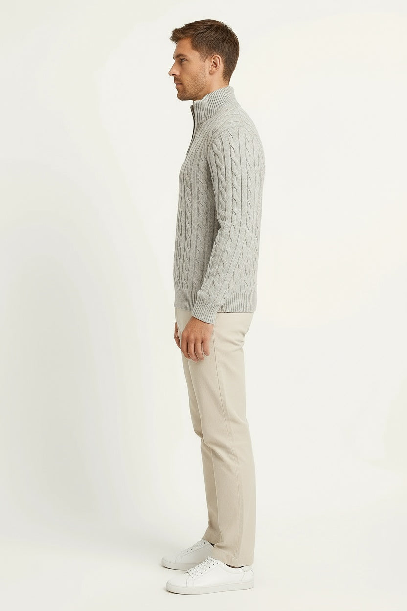 Men's Quarter Zip Sweater Dense Knit Warmth Heavyweight 2