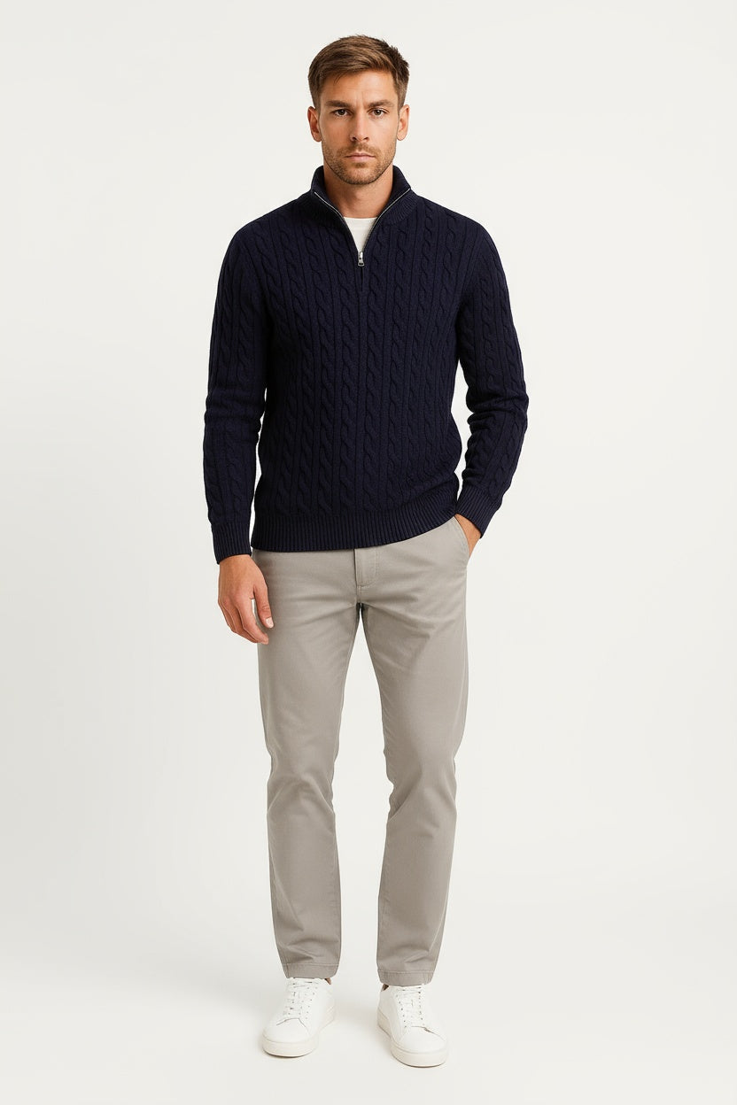 Men's Quarter Zip Sweater Dense Knit Warmth Heavyweight 4