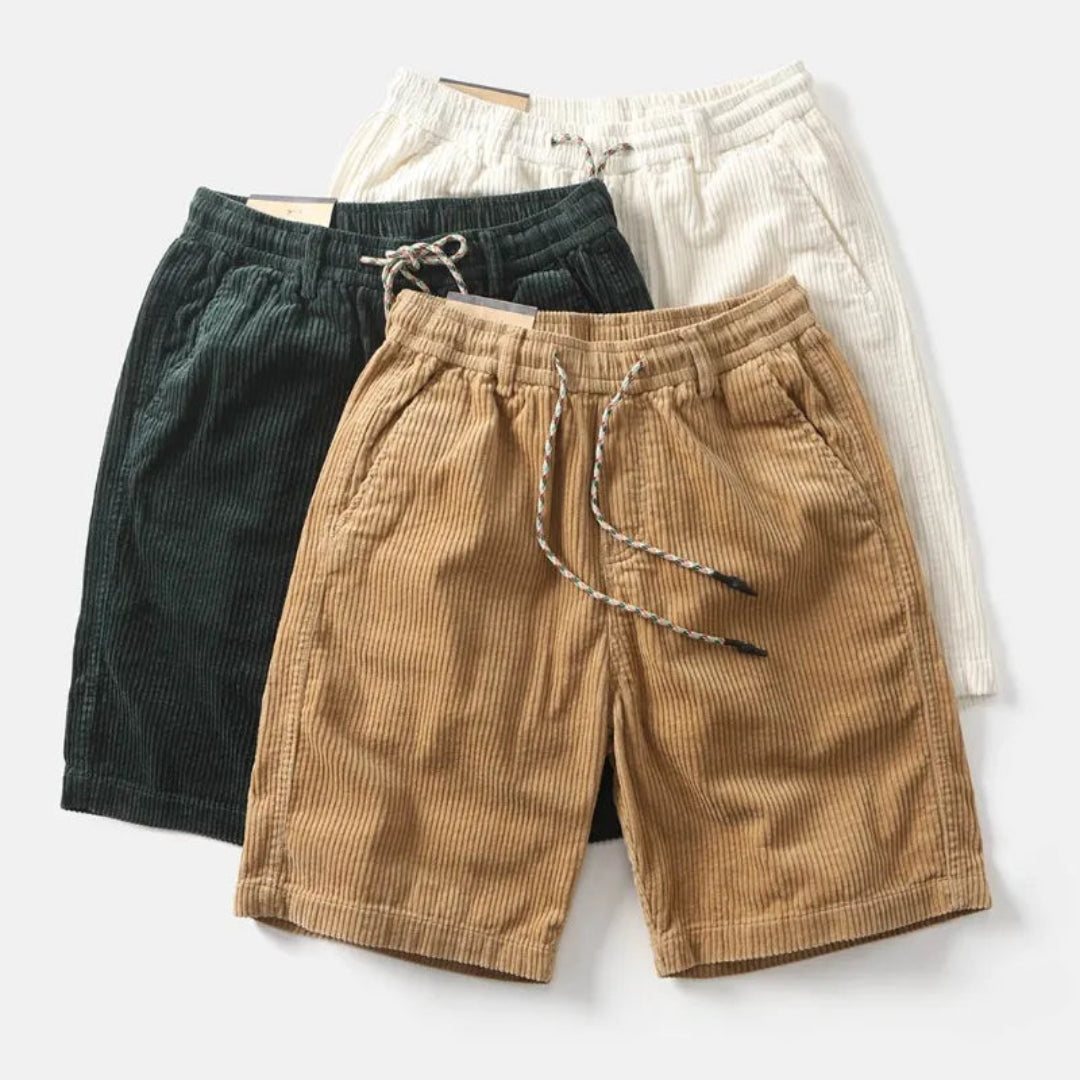 Men's Shorts Corduroy Soft Fabric Elastic Waistband Deep Side Pockets Casual Design 5