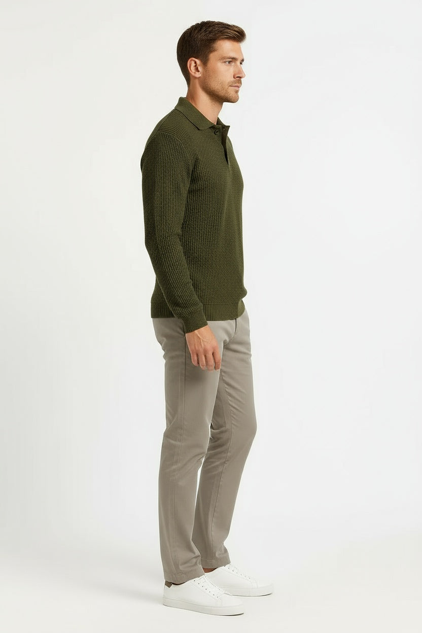 Men's Sweater Acrylic Long Sleeve Shirt Collar Gray 2