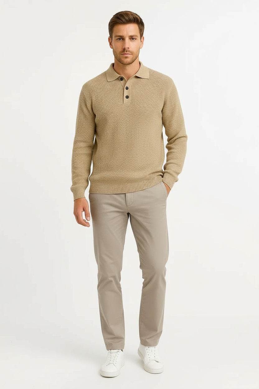 Men's Sweater Acrylic Long Sleeve Shirt Collar Gray 5