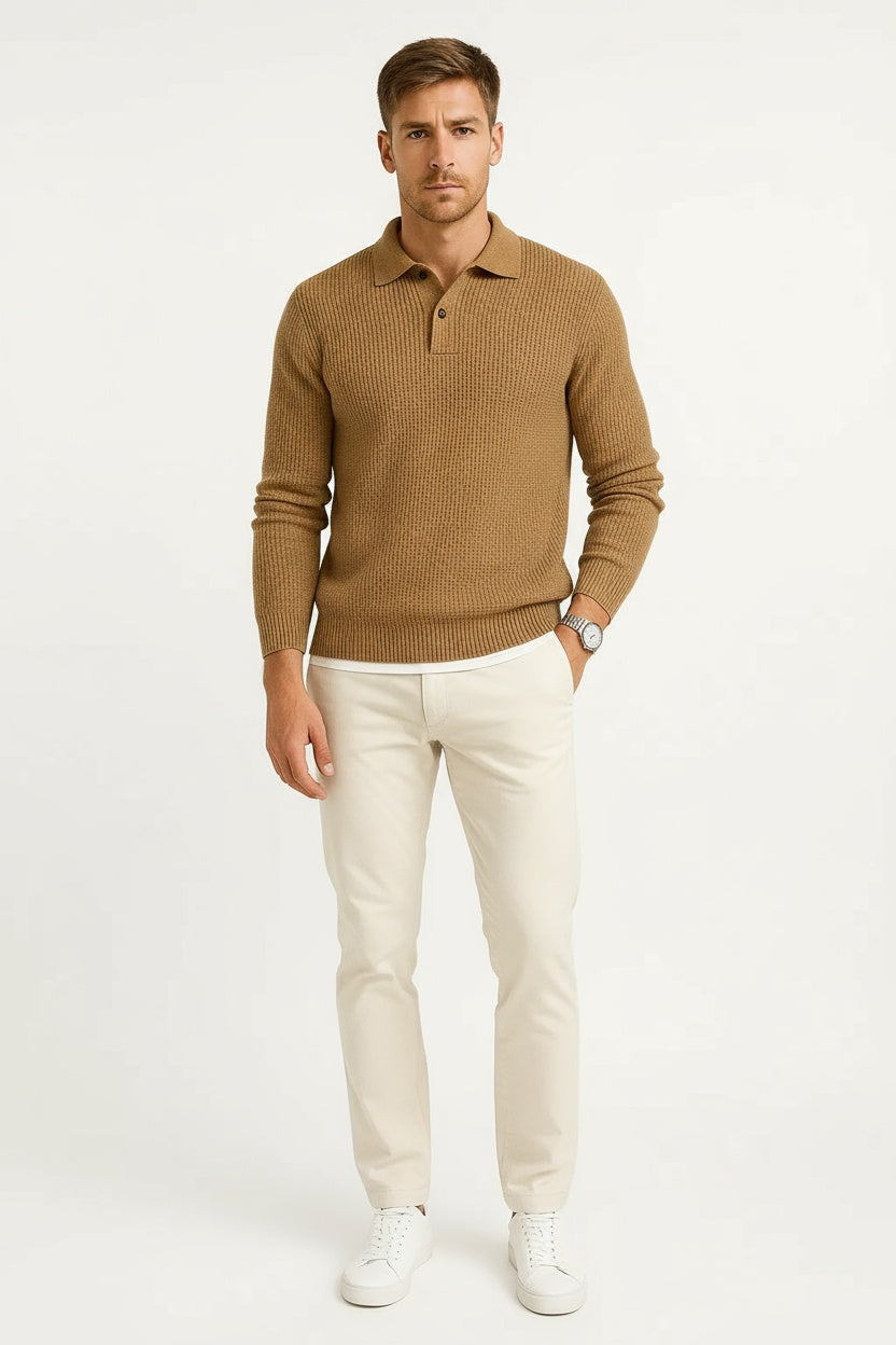 Men's Sweater Acrylic Long Sleeve Shirt Collar Gray 6