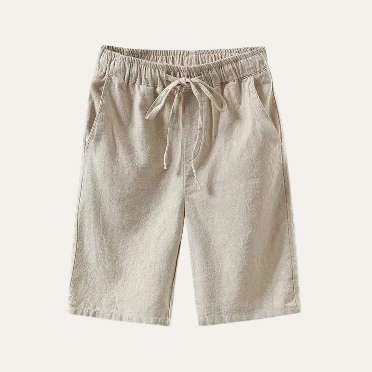 Men's Swim Shorts Cotton-Linen Blend Adjustable Waist Lightweight Breathable 0