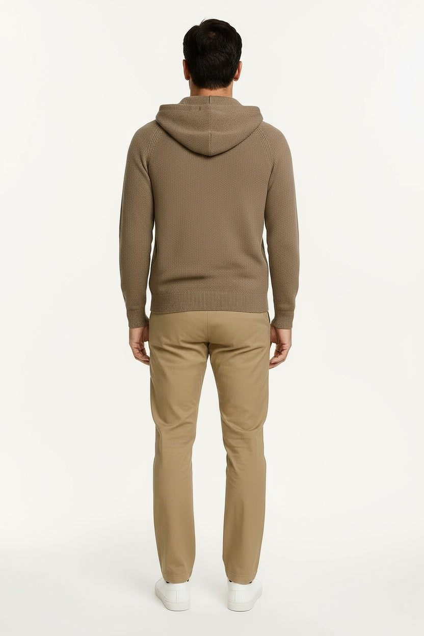 Men's Zip Up Cardigan Wool Hooded Sweater with Zipper Closure 3