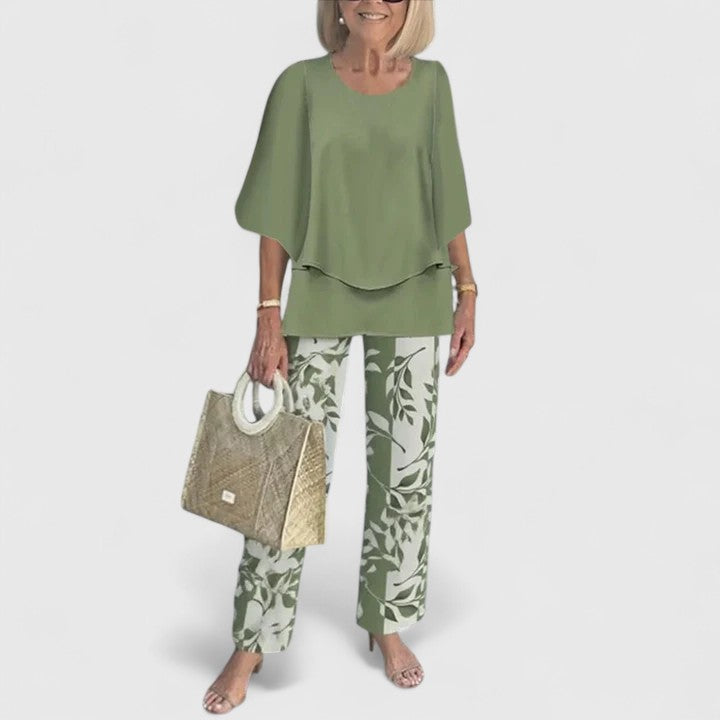 Mia | Women's Casual Printed Top and Pants Set 0