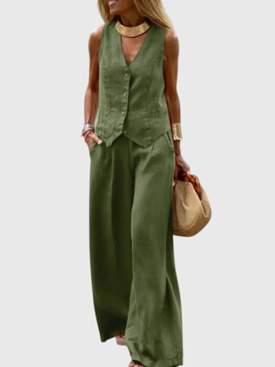 Mia | Women's Elegant Two-Piece Set with Wide-Leg Pants 0