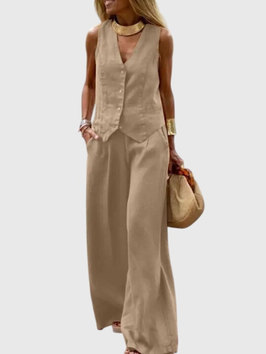 Mia | Women's Elegant Two-Piece Set with Wide-Leg Pants 1