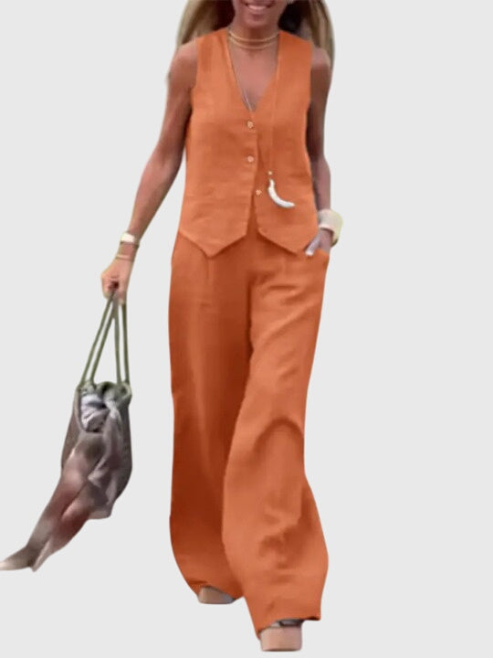 Mia | Women's Elegant Two-Piece Set with Wide-Leg Pants 2