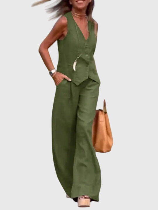 Mia | Women's Elegant Two-Piece Set with Wide-Leg Pants 3