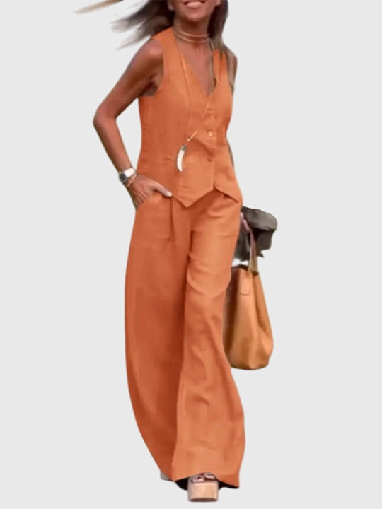 Mia | Women's Elegant Two-Piece Set with Wide-Leg Pants 4