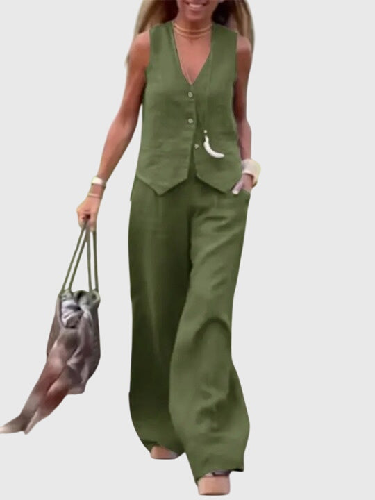 Mia | Women's Elegant Two-Piece Set with Wide-Leg Pants 5