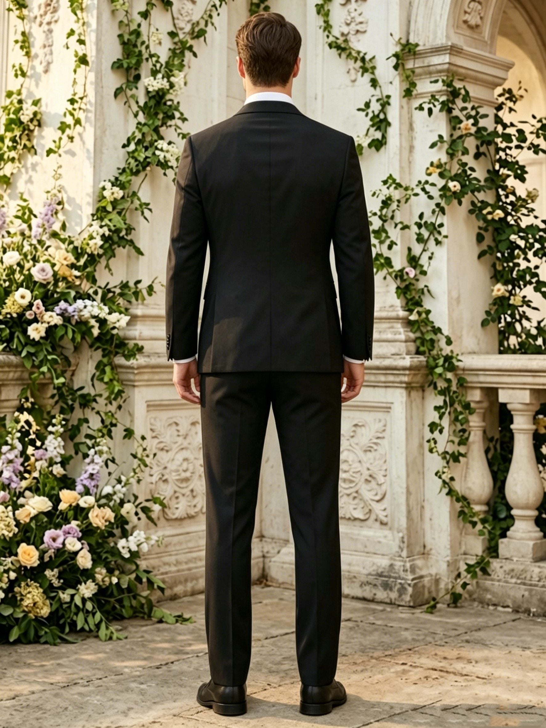 Men's Suit Jacket Set Black Stretch Fit