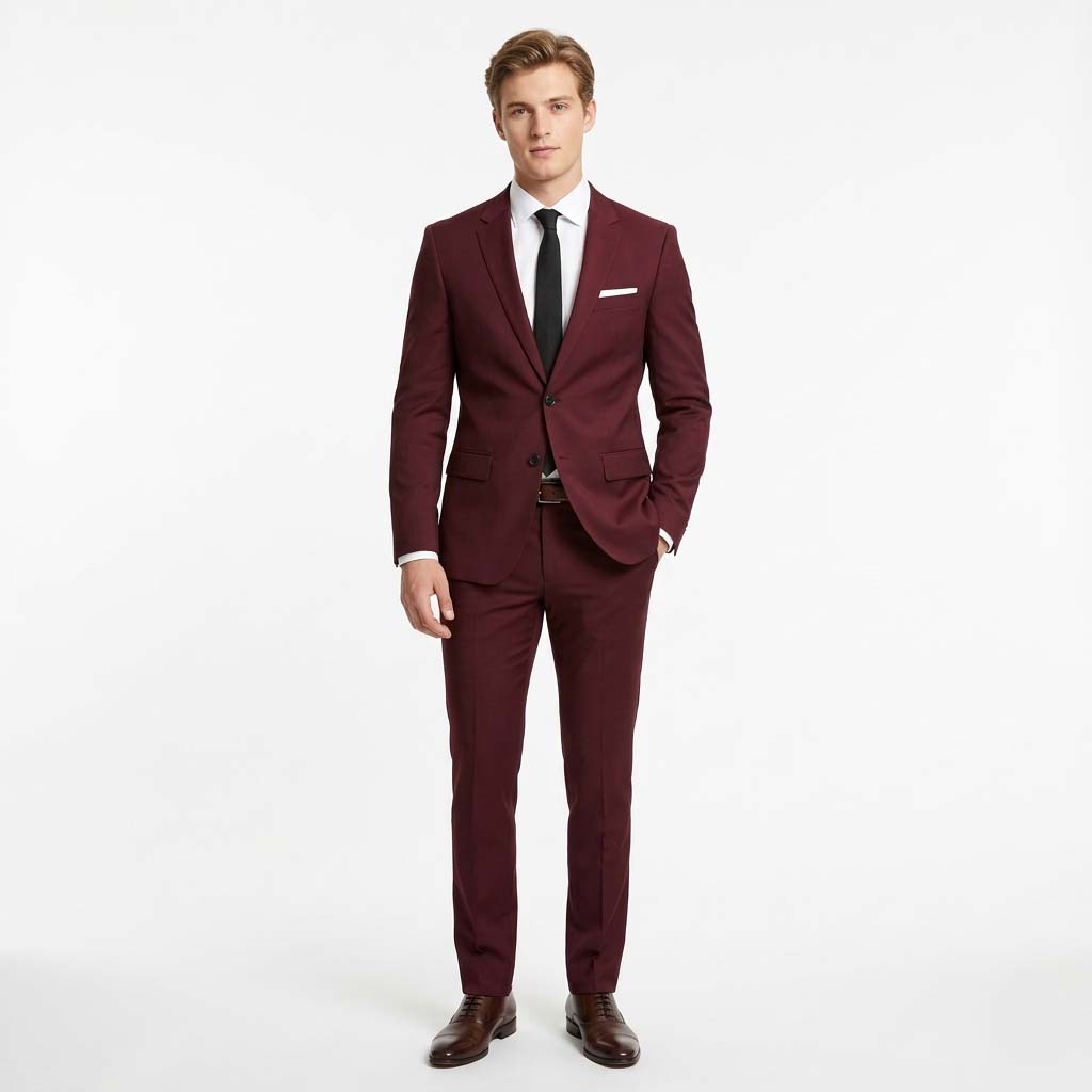 Men's Suit Tailored Slim Fit Ensemble Wool