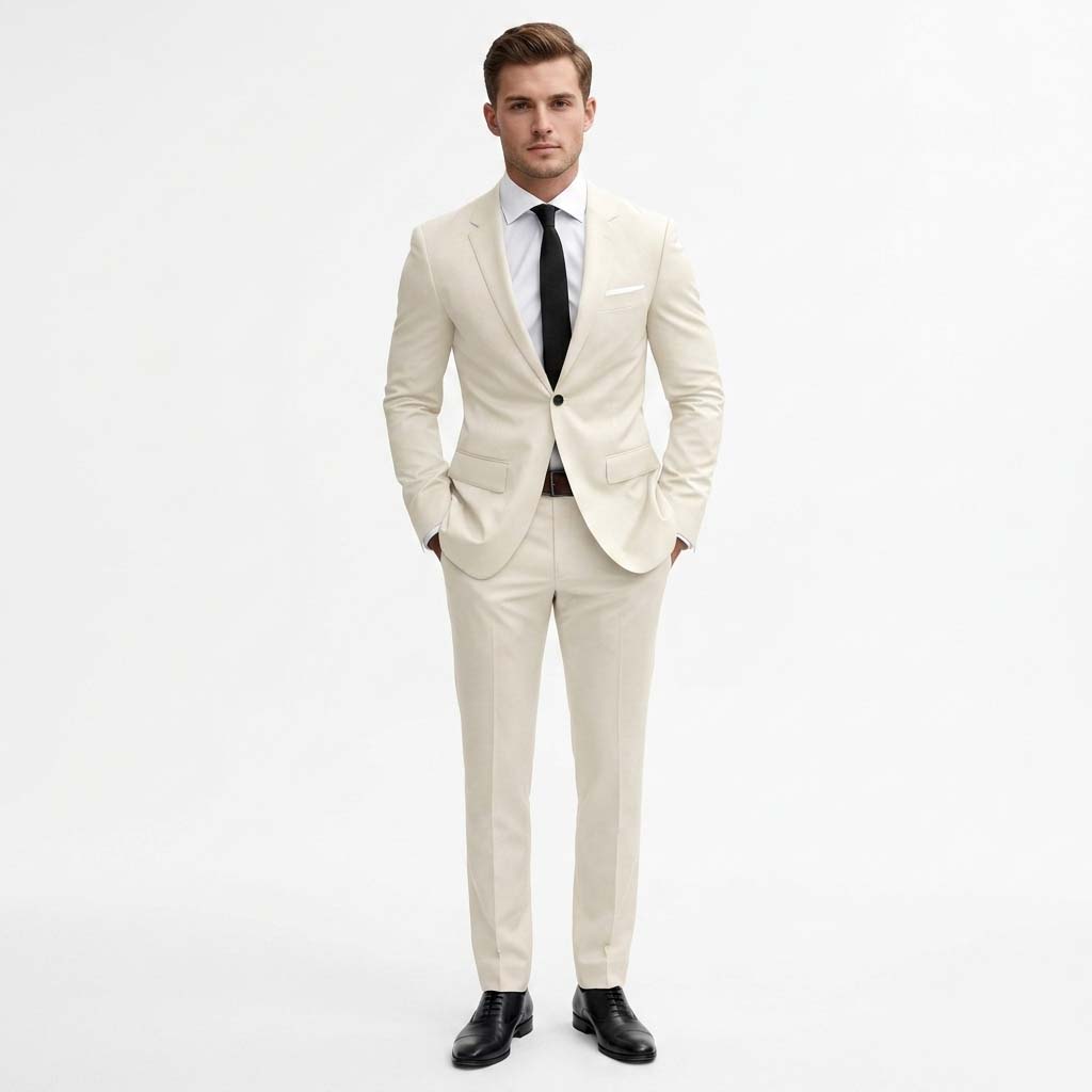 Men's Suit Tailored Slim Fit Ensemble Wool