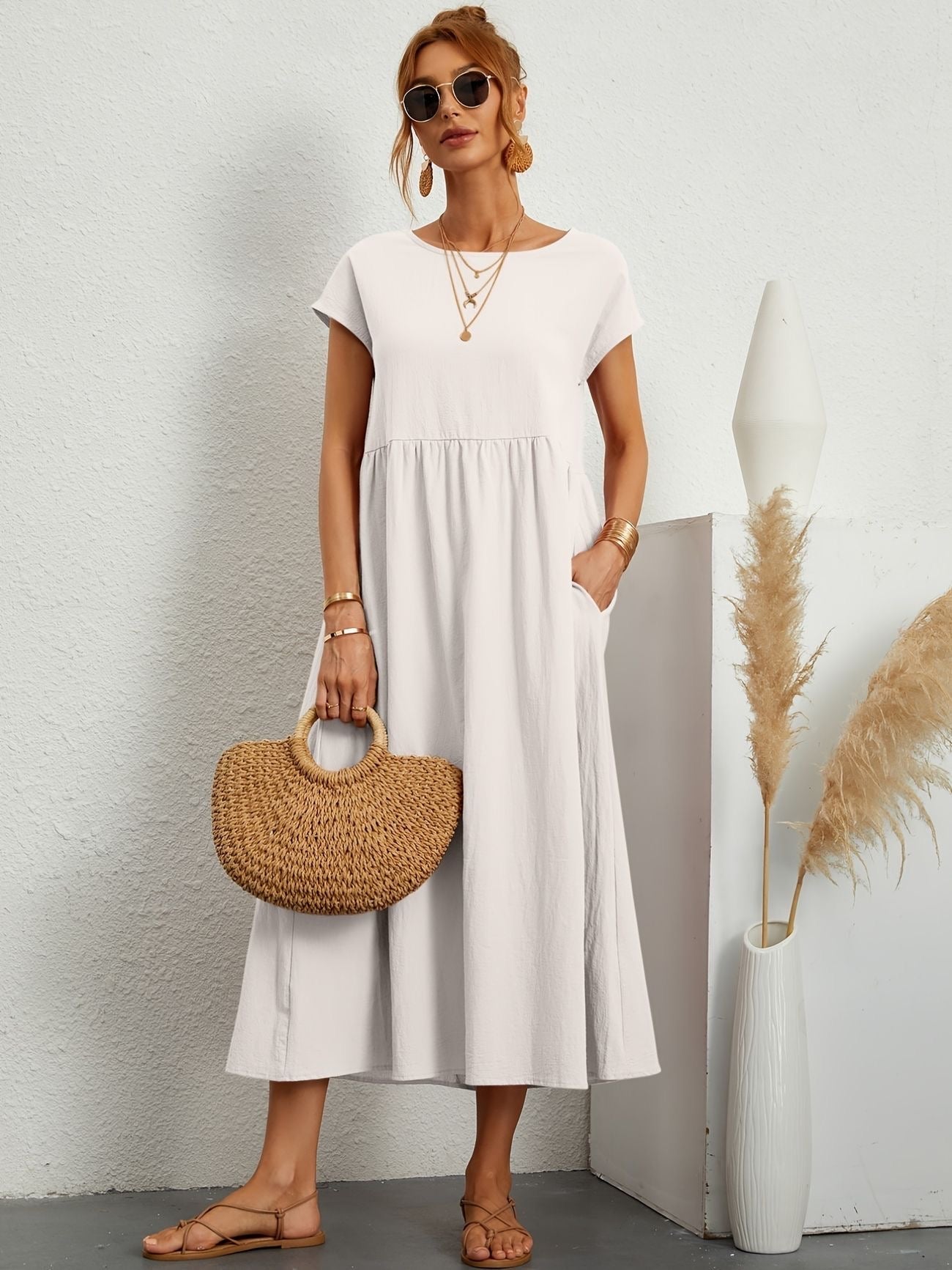 Women's Lightweight Dress V-Neck Sleeveless Floral Casual