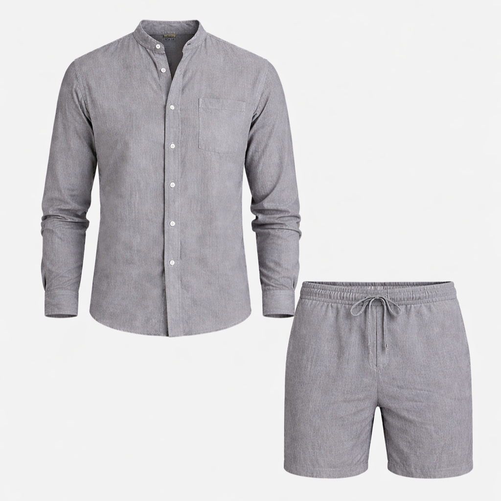 Men's Casual Summer Linen Short Sleeve Outfit Set