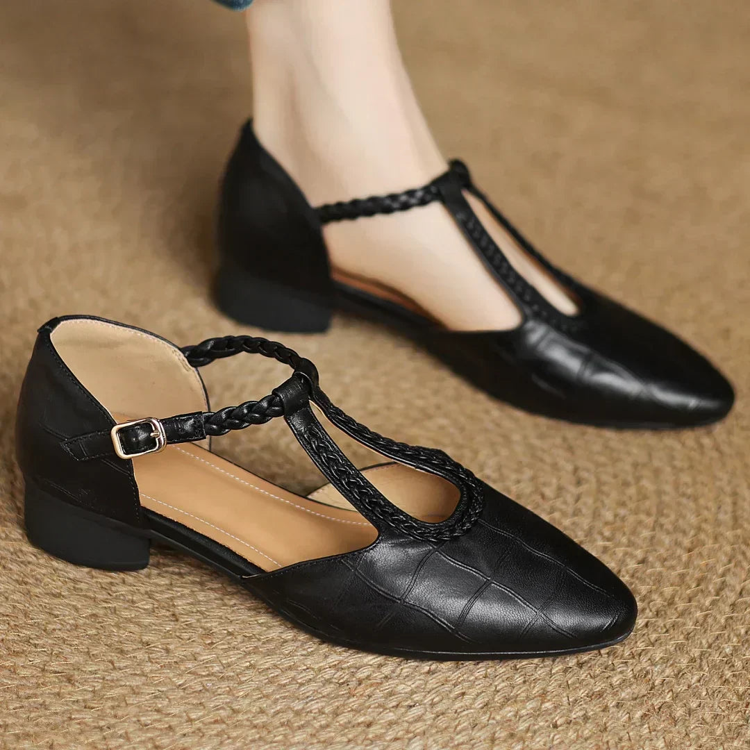 Women's T-Strap Mary Jane Flats Pointed Toe Casual Footwear