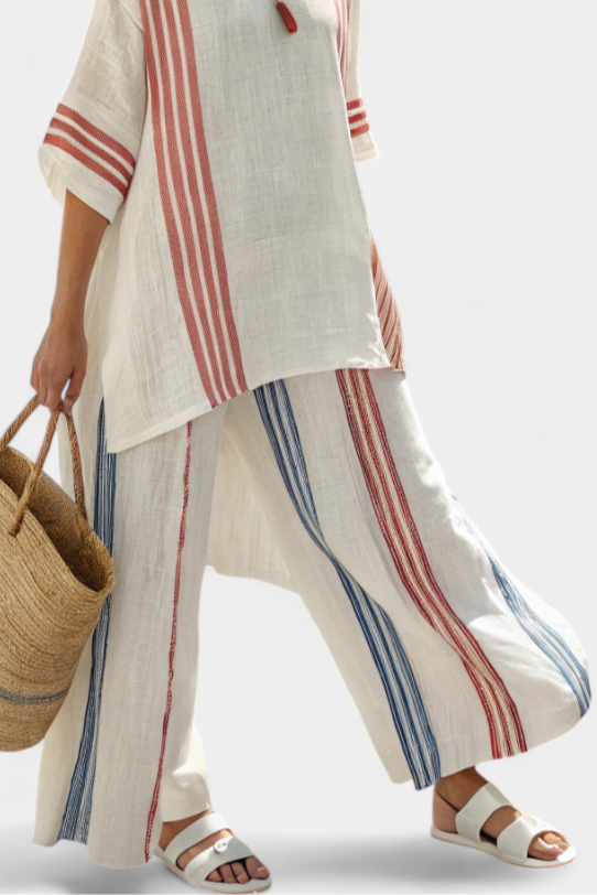 Sophie | Women's Striped Bamboo Linen Top & Pants 3