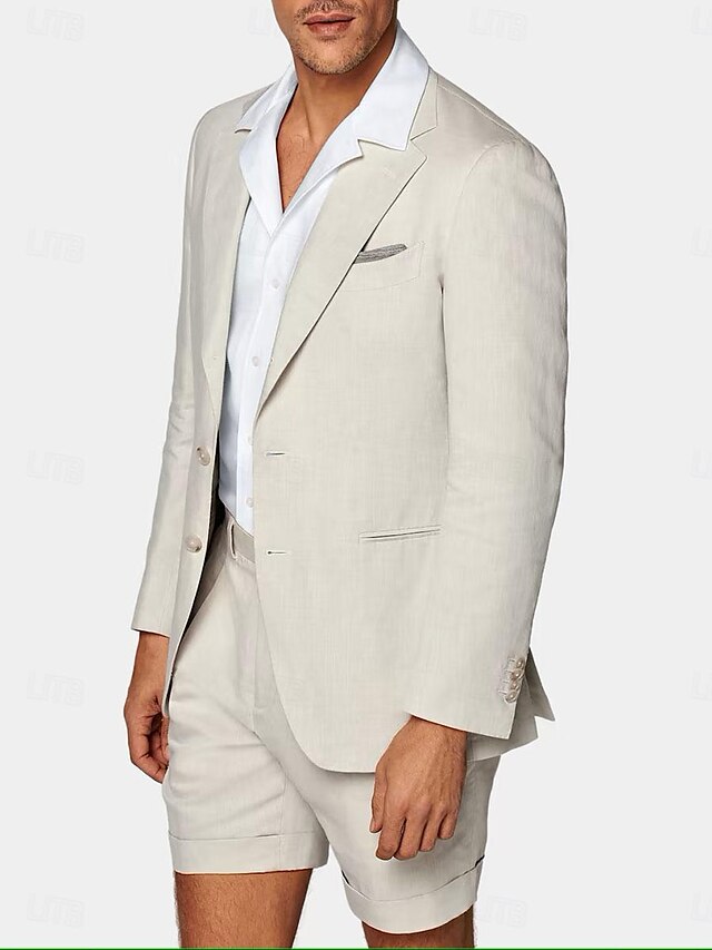 Men's Linen Suit Tailored Fit with Pockets | Formal Wear