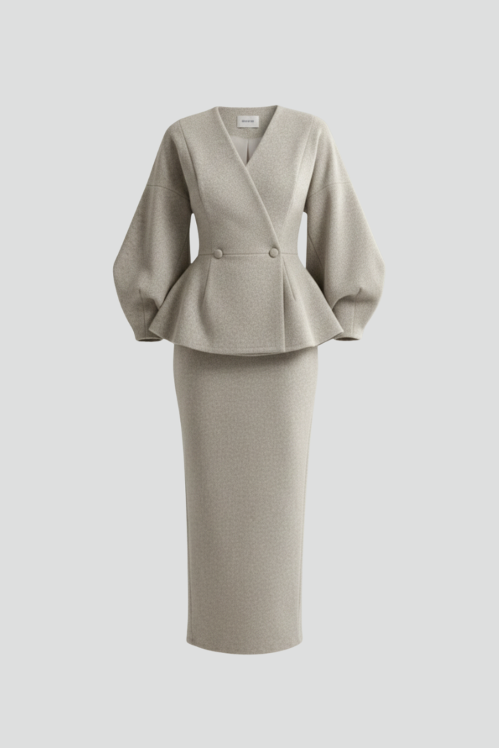 Tina | Women's V-Neck Blazer Skirt Set 1