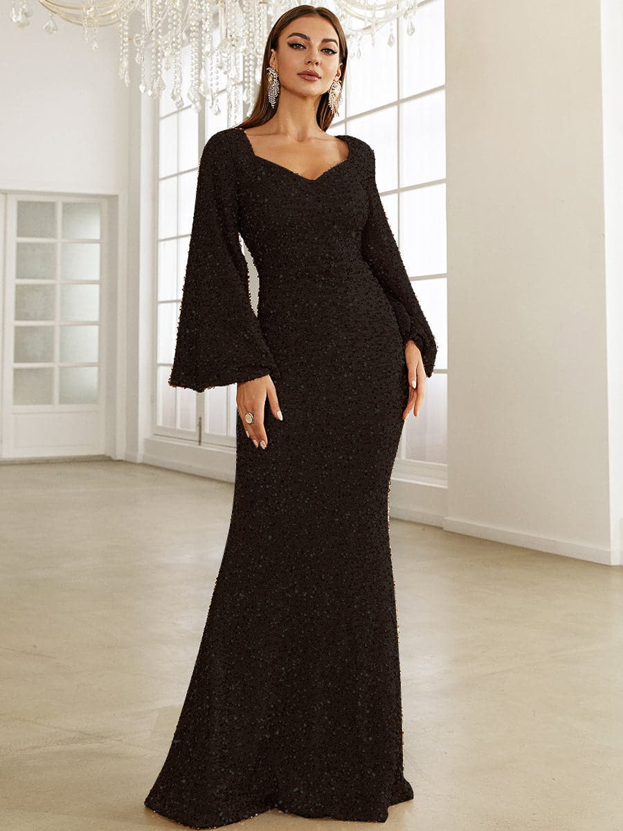 Women's Mermaid Maxi Formal Dress Sequin Details