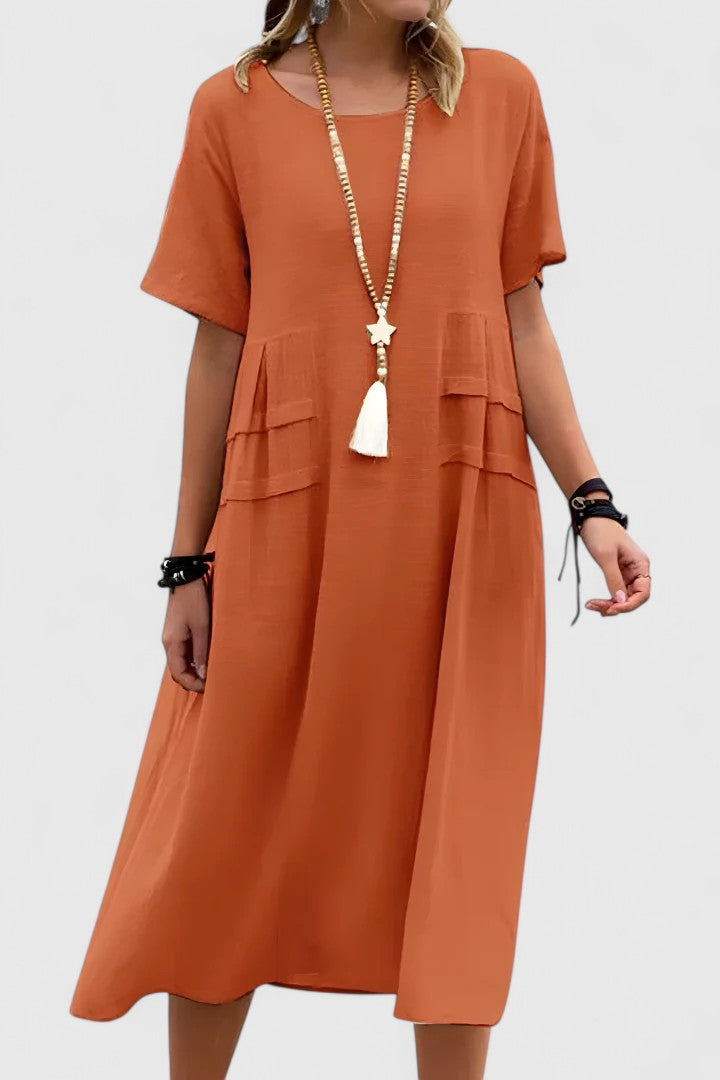 Women Midi Dress Polyester Tummy-Smoothing Fit Versatile Design 1