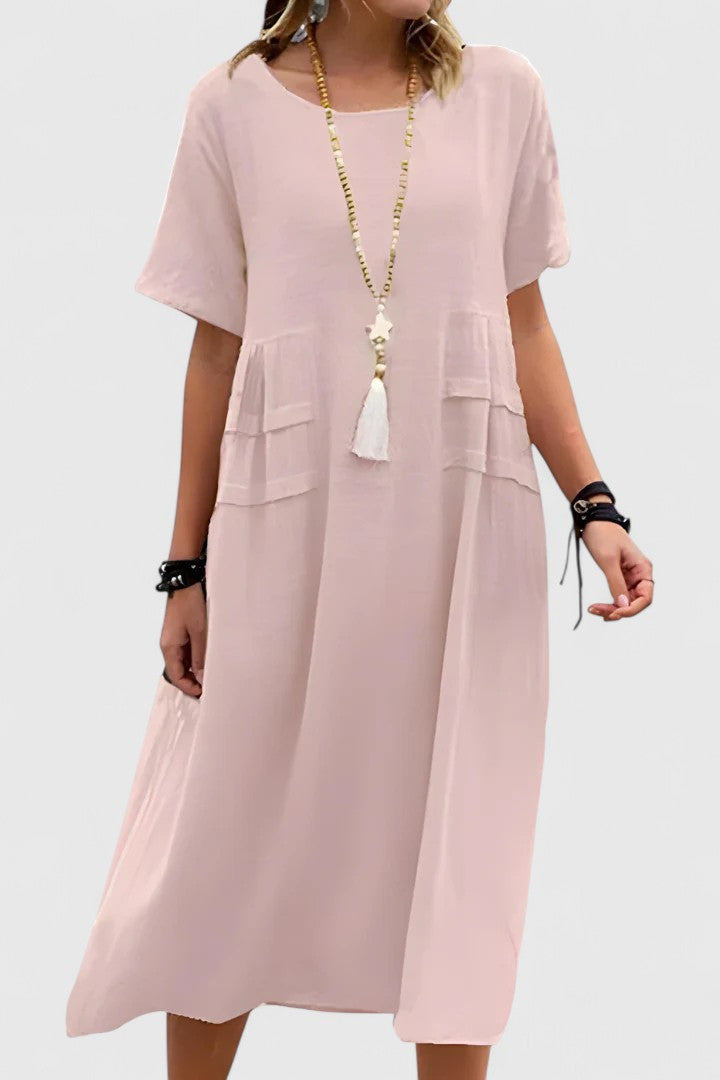Women Midi Dress Polyester Tummy-Smoothing Fit Versatile Design 3