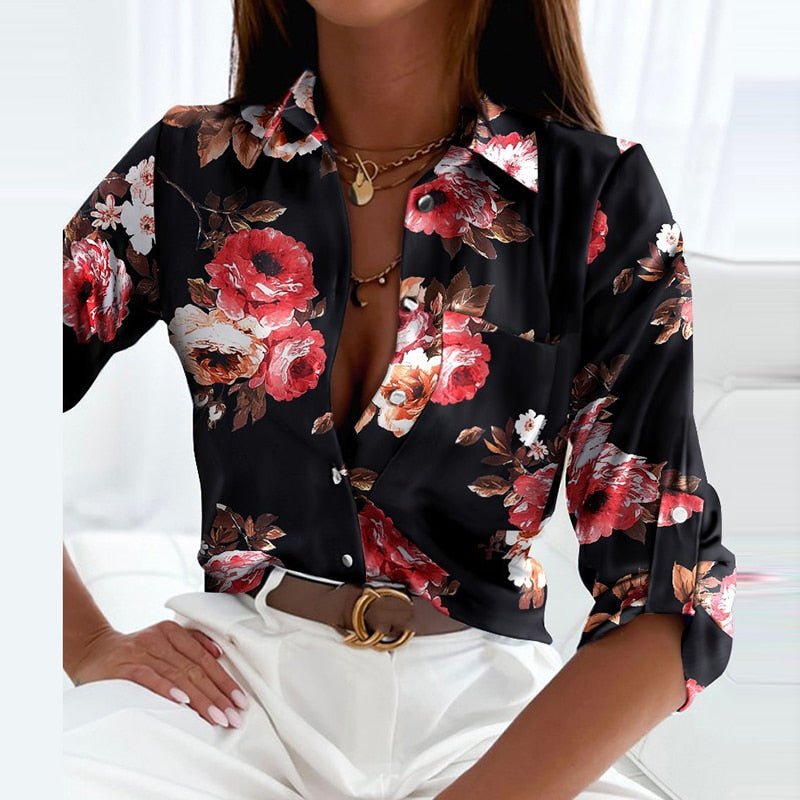 Women's Blouse Polyester Classic Collared Design Flattering Fit 4