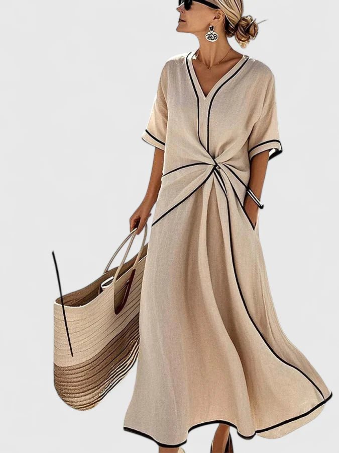 Women's Dress Lightweight Fabric Vertical Stripes Comfortable Fit Summer Dress 2