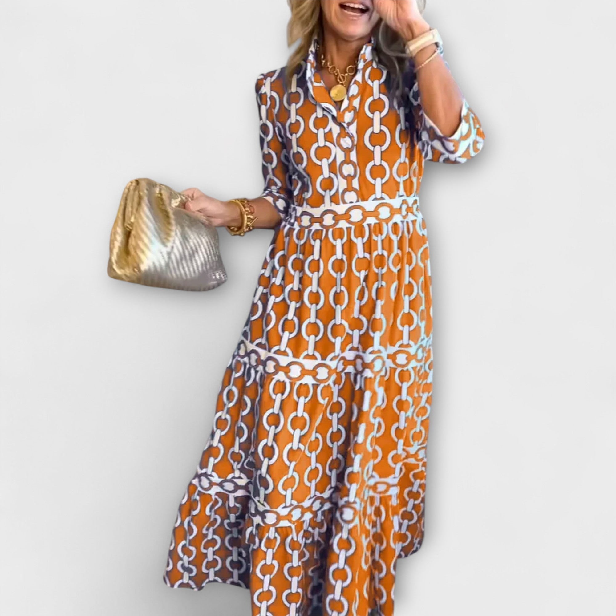 Women's Midi Dress Chain Pattern Casual
