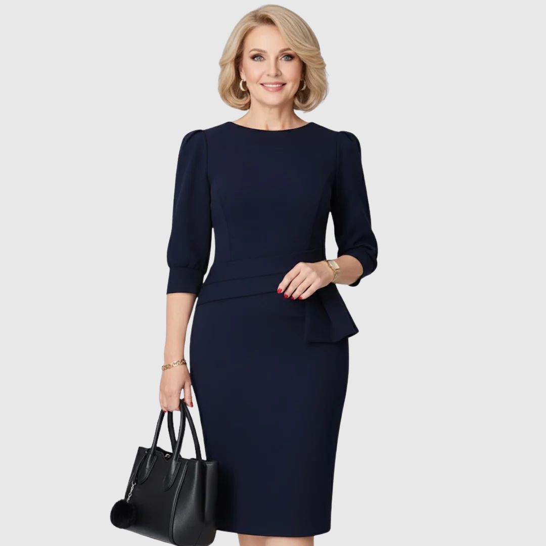 Women's Midi Dress Ruffle Three-Quarter Sleeve Casual