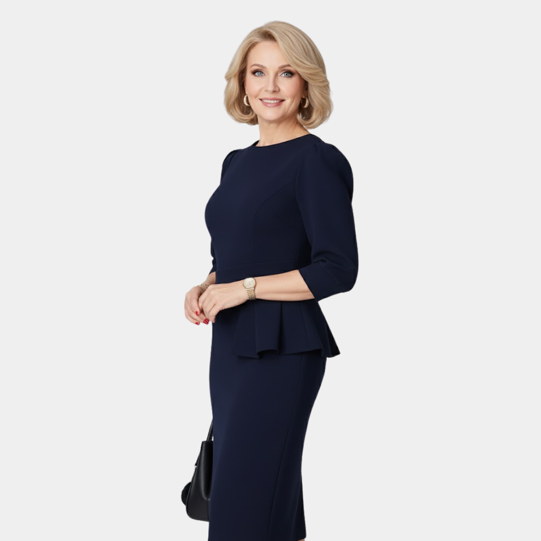 Women's Midi Dress Ruffle Three-Quarter Sleeve Casual