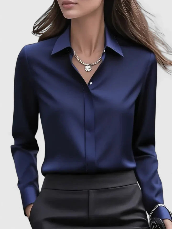 Women's Elegant Top with Button Closure and Relaxed Sleeves 0