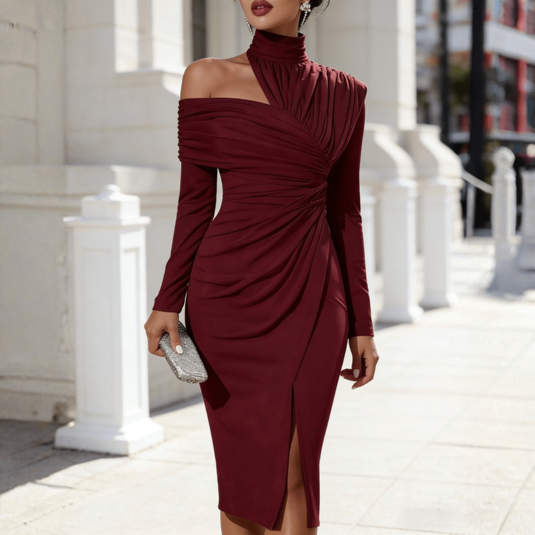 Women's Evening Gown Asymmetric High-Neck One-Shoulder Floor-Length Formal Dress 11