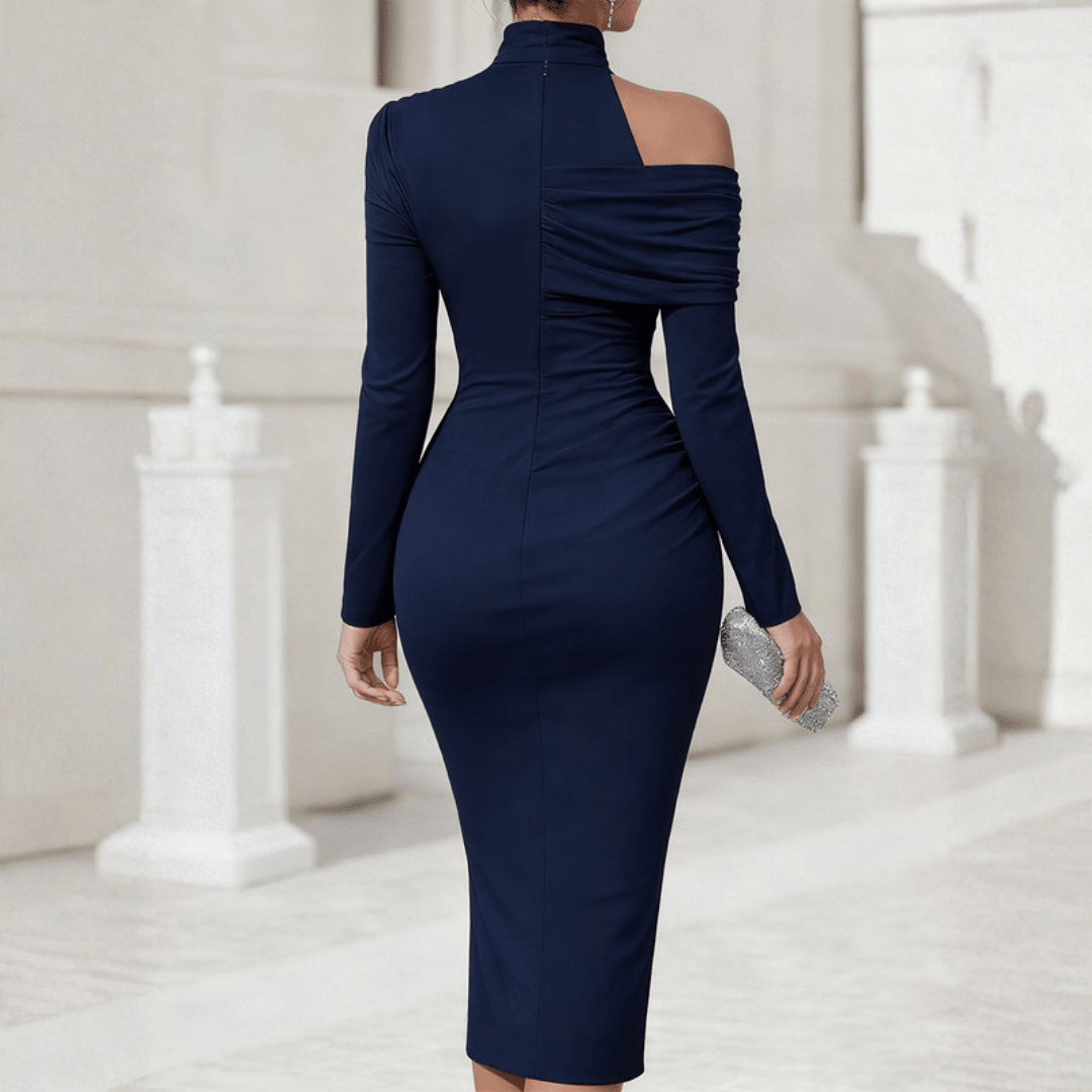 Women's Evening Gown Asymmetric High-Neck One-Shoulder Floor-Length Formal Dress 8