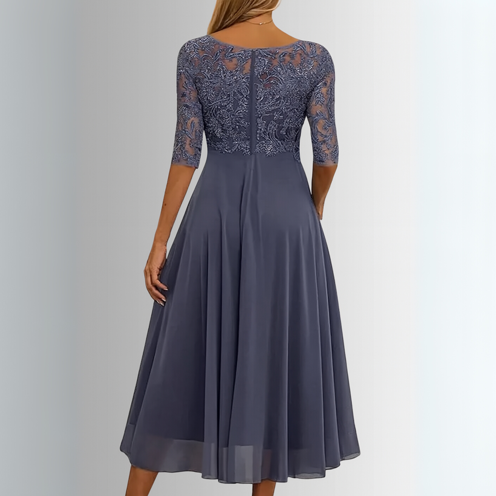 Women's Lace Midi Dress A-Line Silhouette Cocktail Formal Occasion 2
