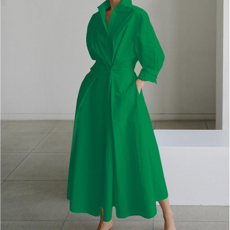 Women's Maxi Dress Front Wrap Collared Elegant Casual Flowing 3